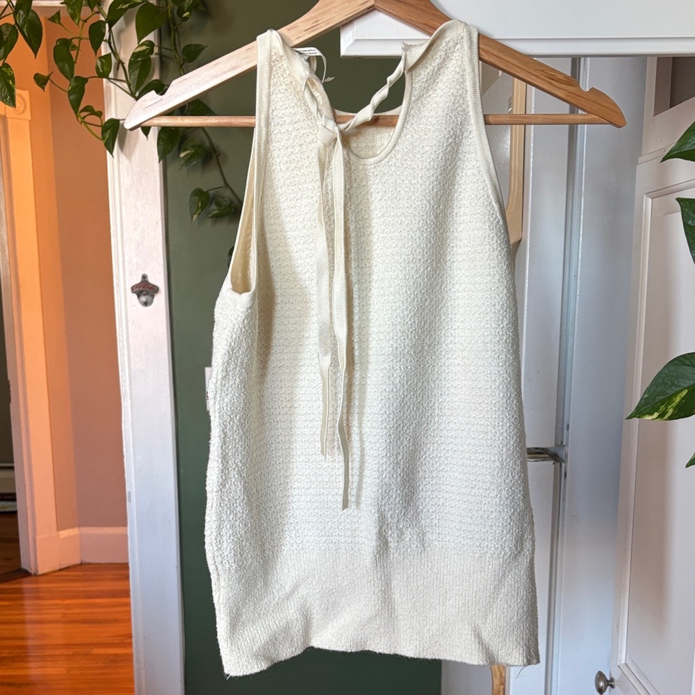 Anthropologie Cream Tank Top with Multicolor Embroidery - Picture 3 of 6